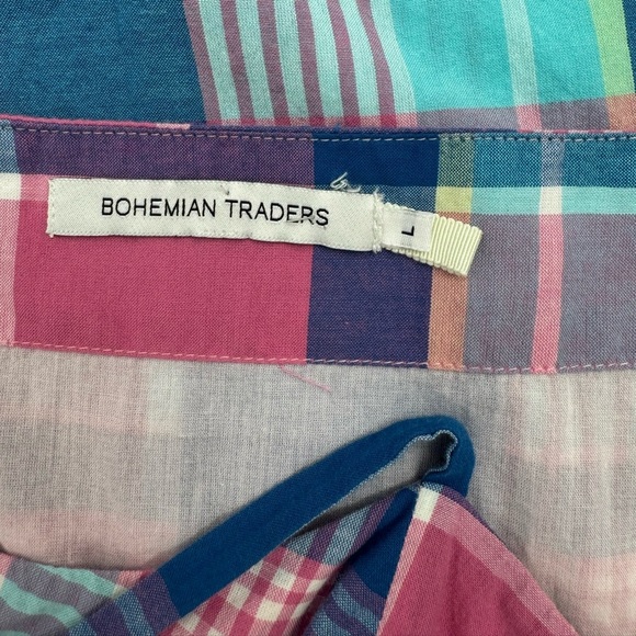 Bohemian Traders Sleeveless Cotton A-Line Slip Midi Dress - Blue Plaid - Large - Picture 11 of 13